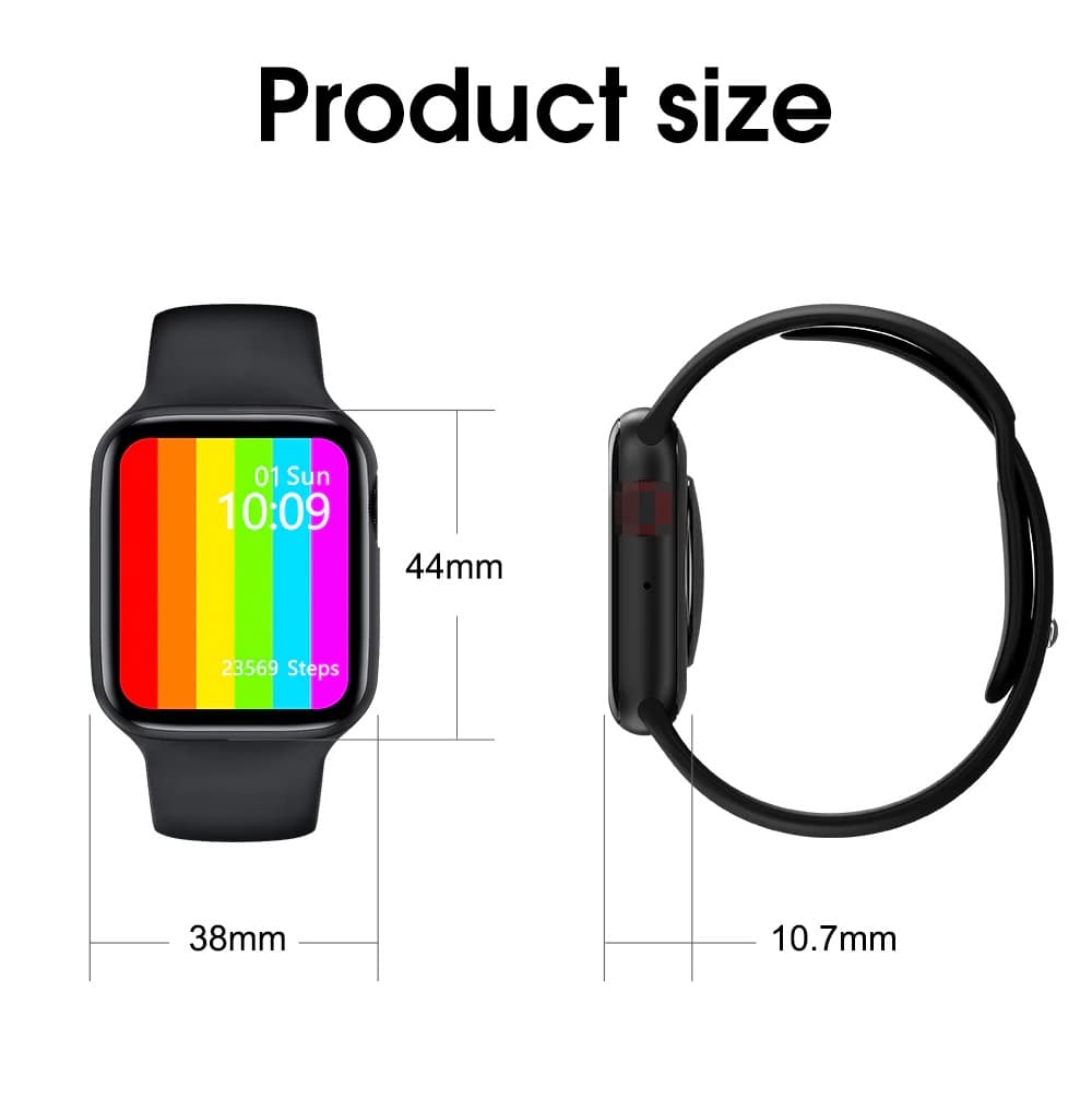 W26 Plus Smart Watch - Watch 6 - (New Version) Full Screen Infinity Retina Display Magic Crown (Black)