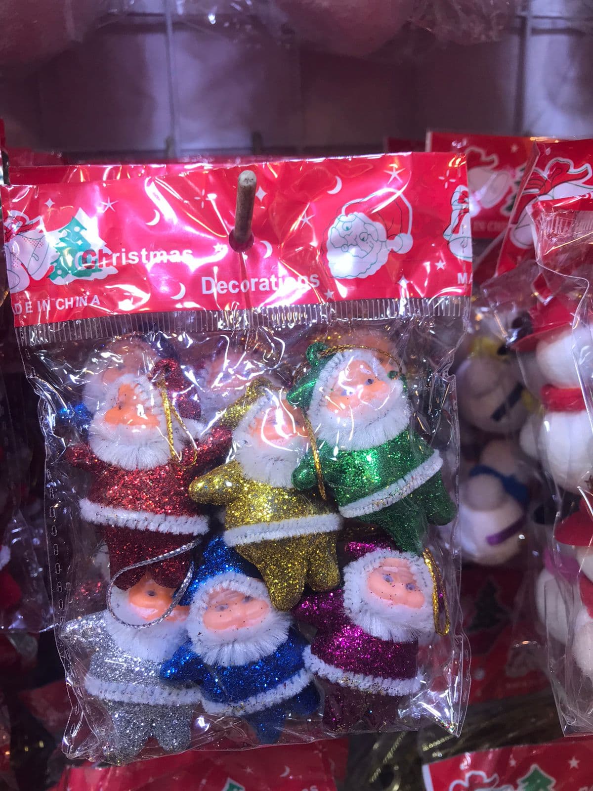 Pack of 6 Santas for Christmas Tree Decoration (Multi)