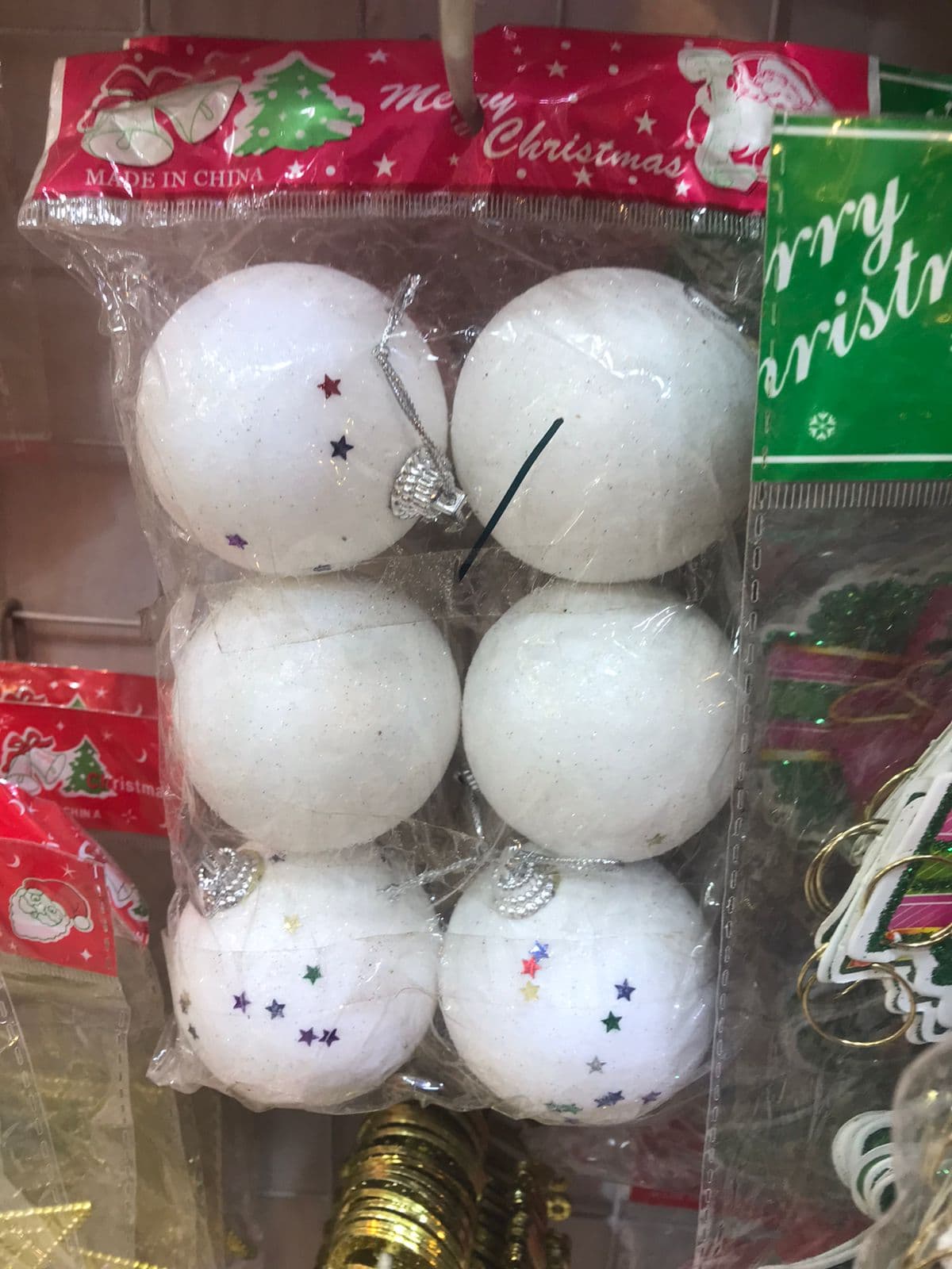 Pack of 6 White balls for Christmas Tree Decoration