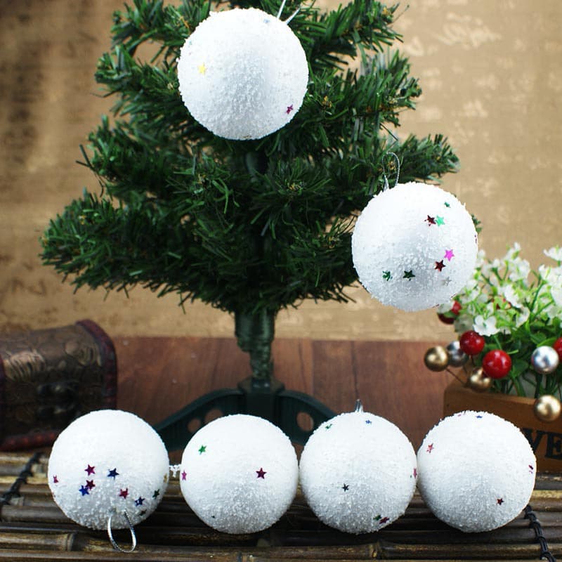 Pack of 6 White balls for Christmas Tree Decoration