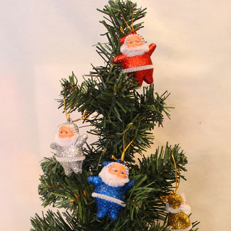 Pack of 6 Santas for Christmas Tree Decoration (Multi)