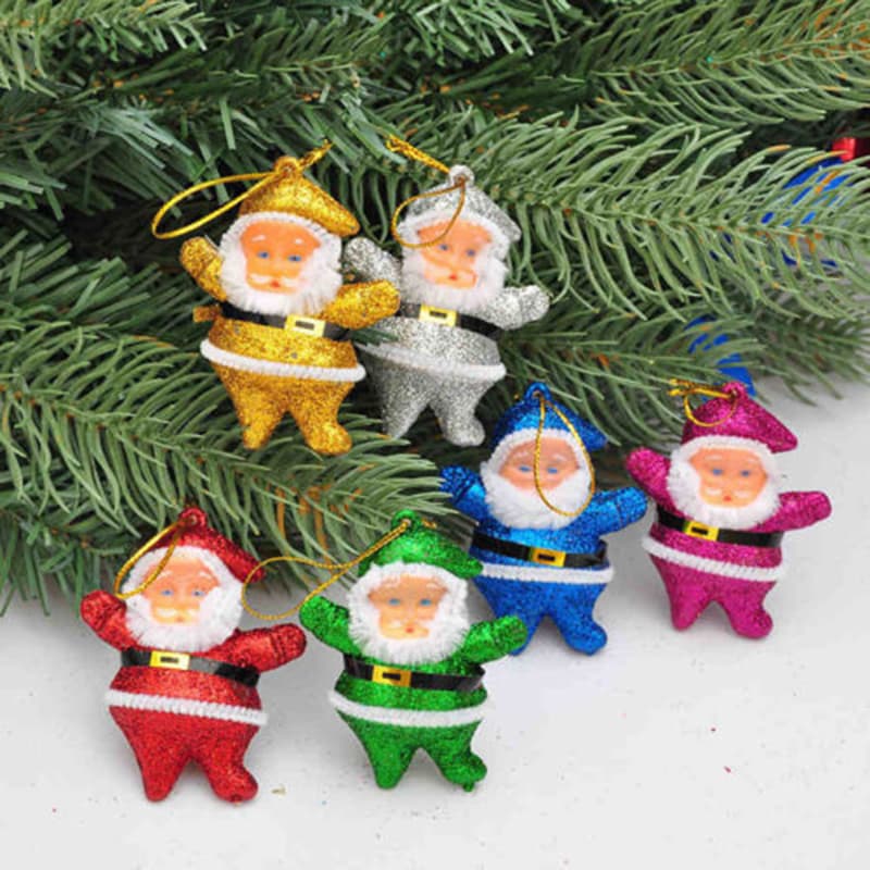Pack of 6 Santas for Christmas Tree Decoration (Multi)