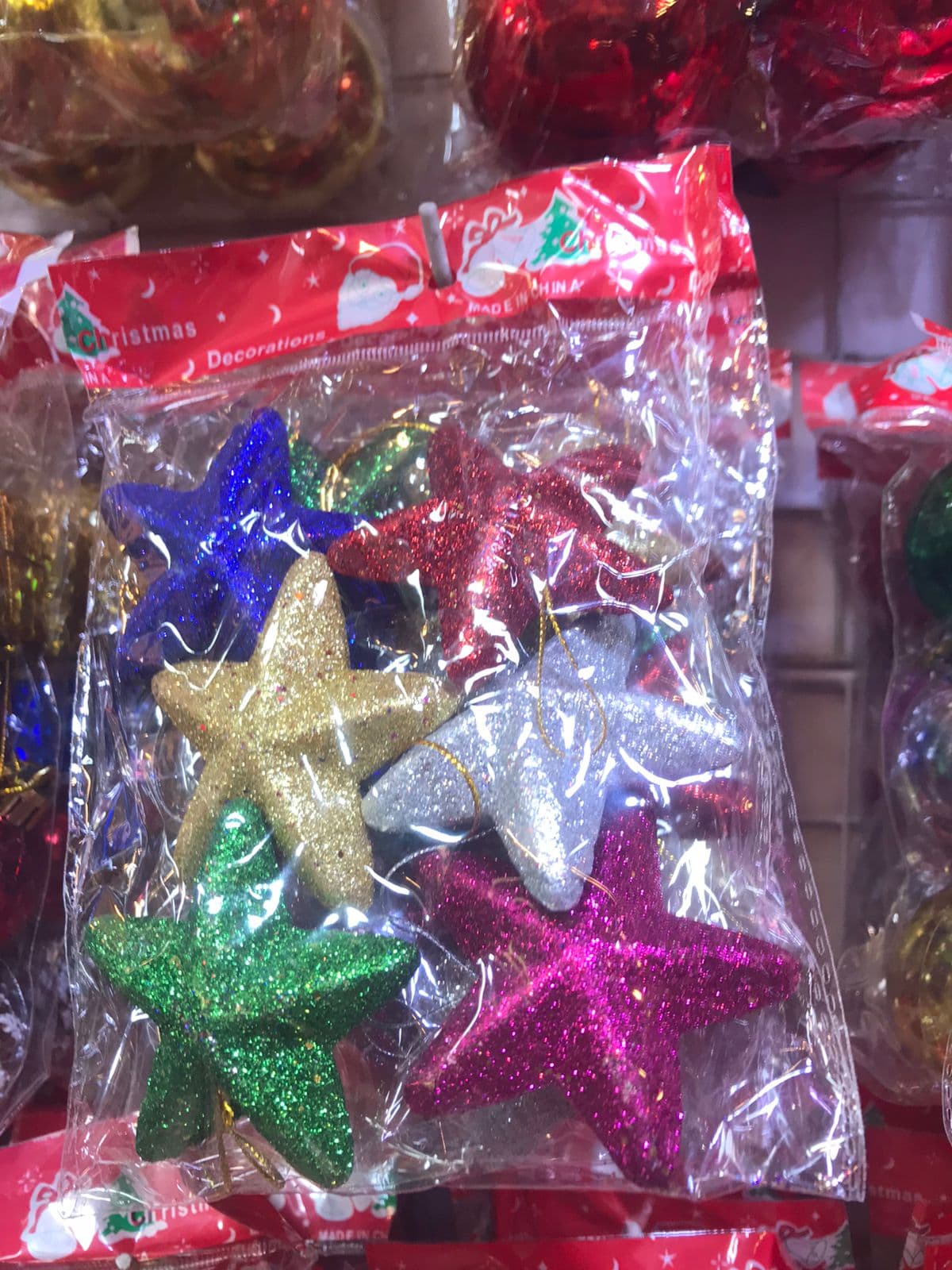 Pack of 6 Stars for Christmas Tree Decoration