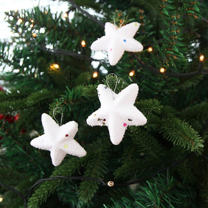 Pack of 6 White Stars for Christmas Tree Decoration