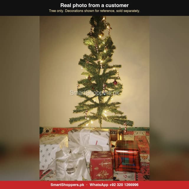 4 ft green Christmas tree with fairy lights and wrapped gifts underneath