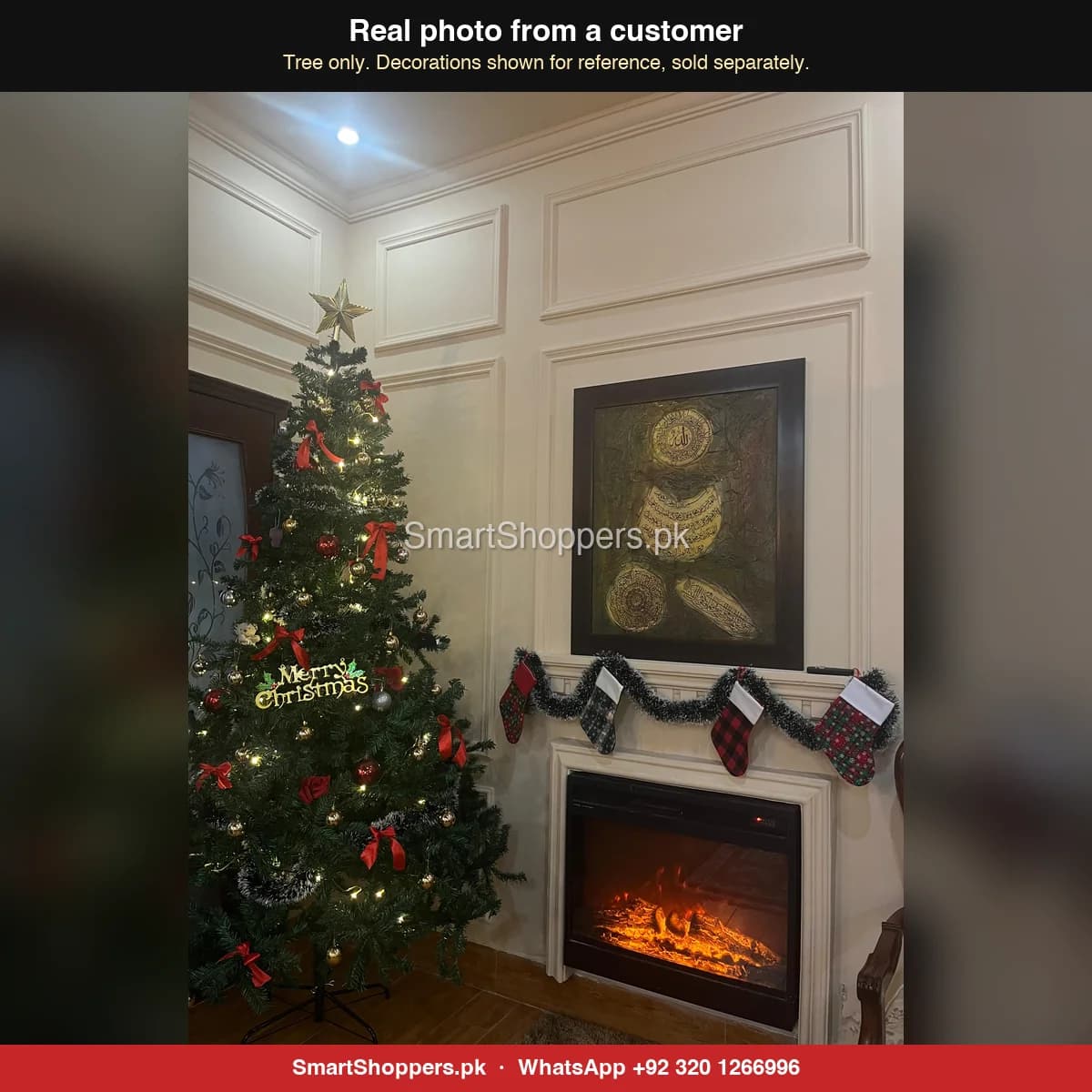 Real customer photo of a 8 ft green artificial Christmas tree bought from SmartShoppers.pk