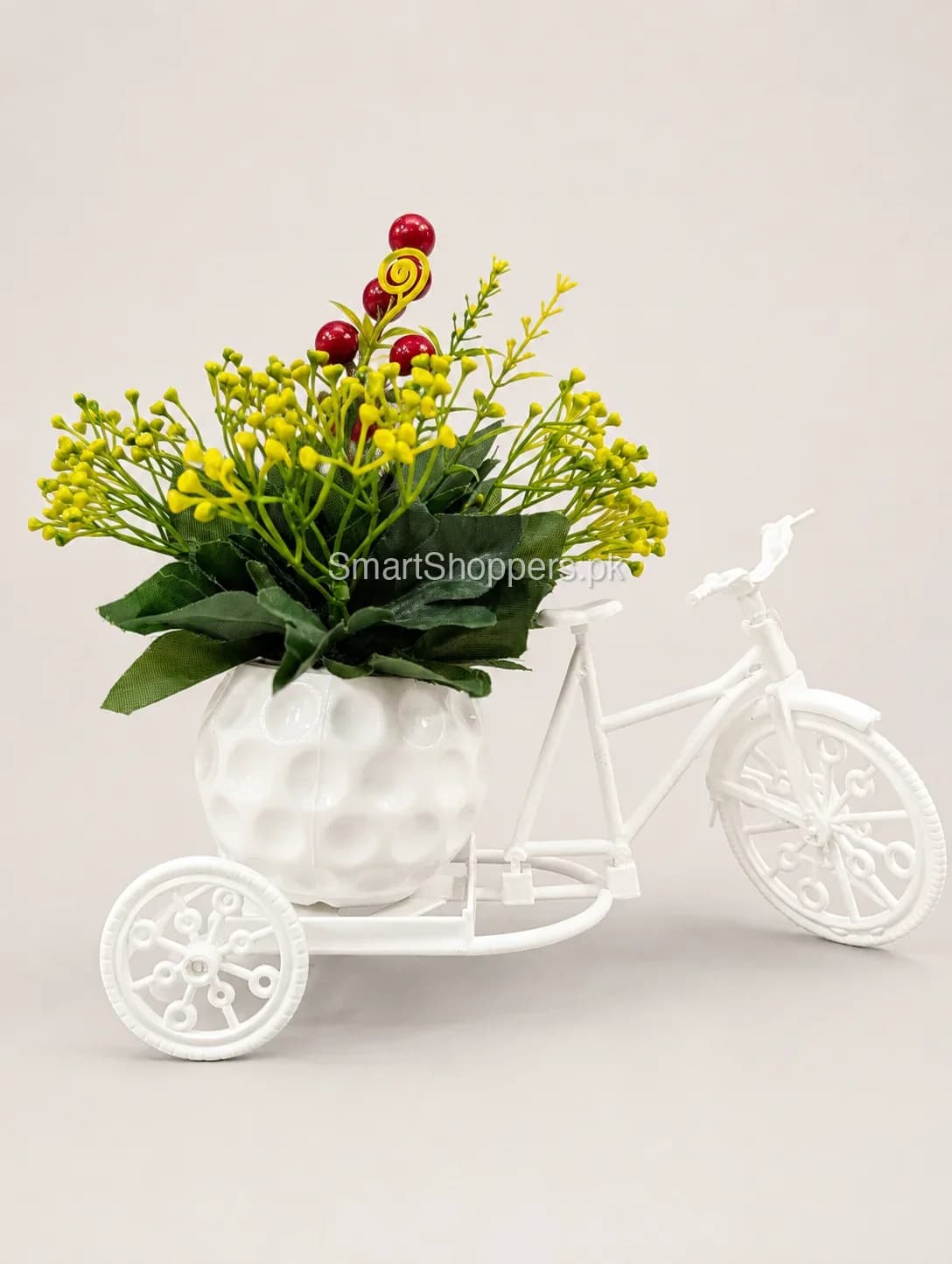 Artificial Yellow Floral Bicycle Pot Table Decor