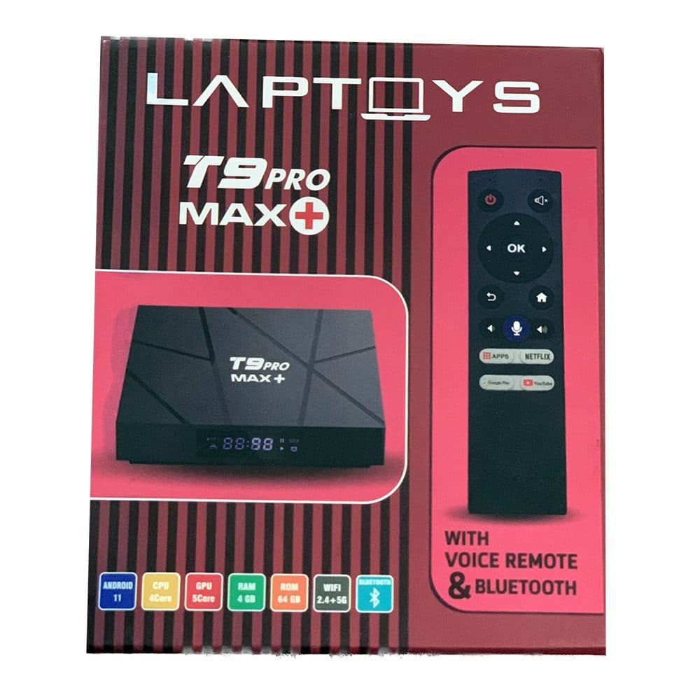 Laptoys T9 Pro Max Plus Smart TV Box - 4GB 64GB Android 11 With Bluetooth