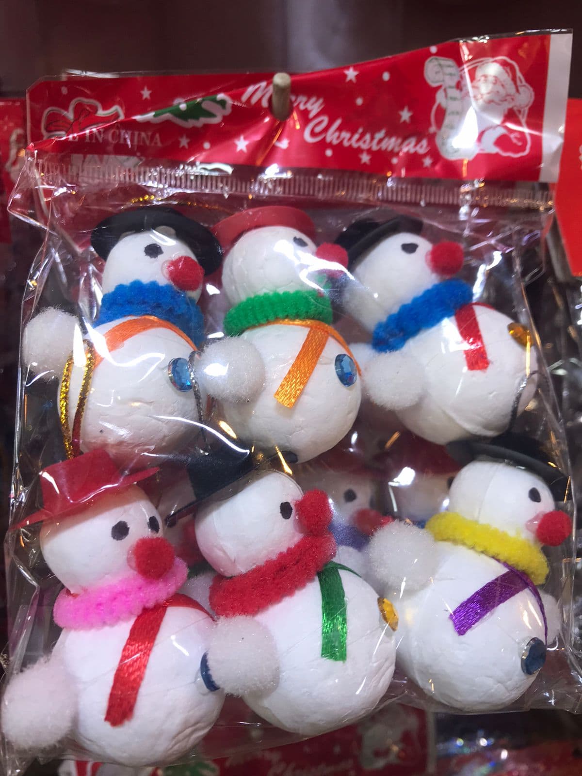 Pack of 6 Snowmen for Christmas Tree Decoration