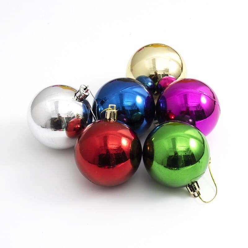 Pack of 6 Colored Balls for Decorations (Medium)