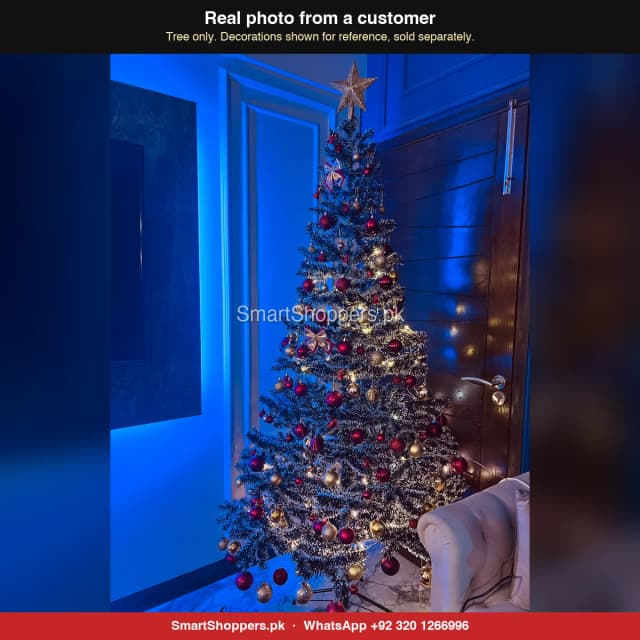 7 ft Snow Green Christmas tree with red balls and lights
