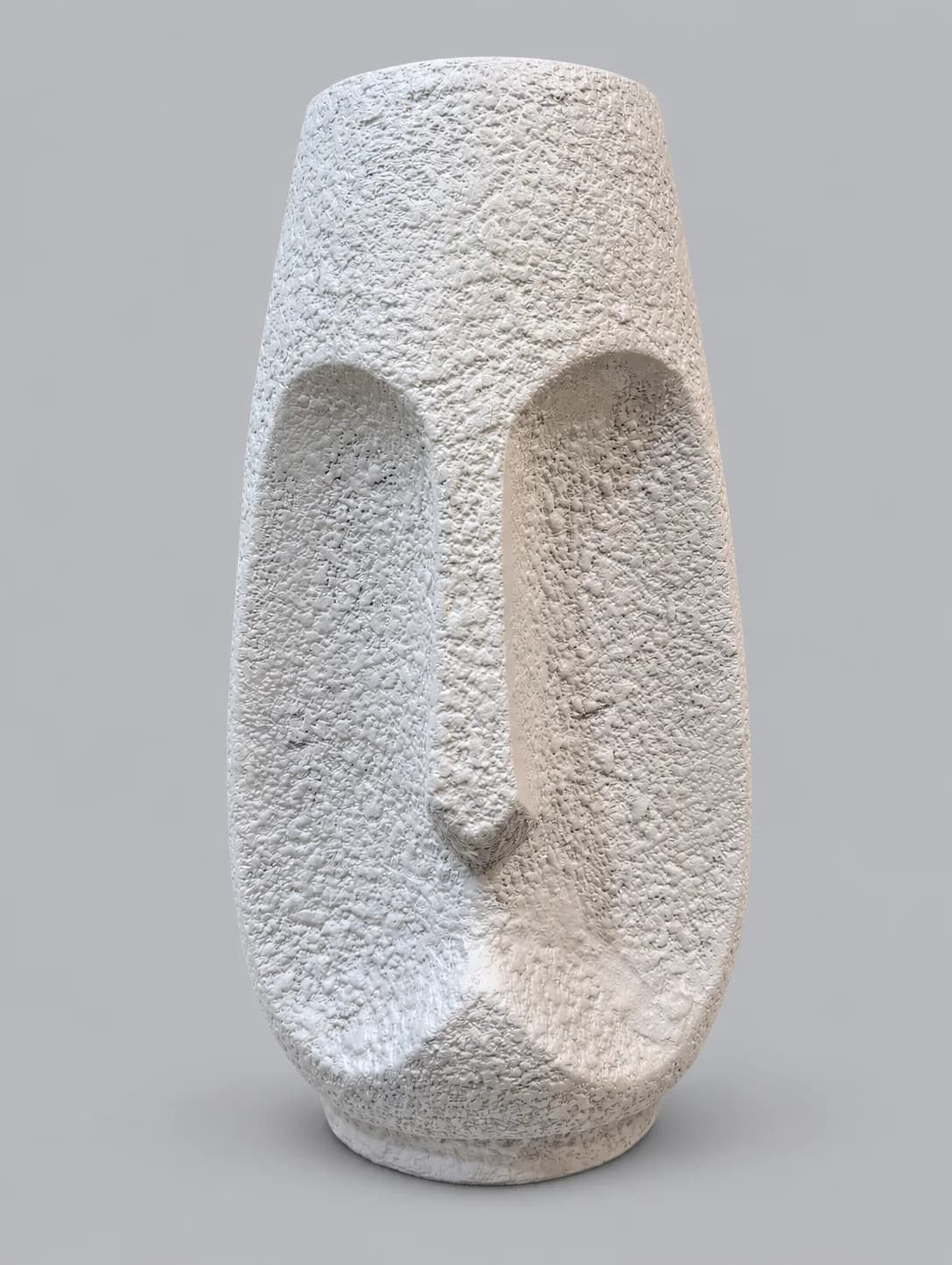 White Rough Stone-Look Face Sculpture Vase