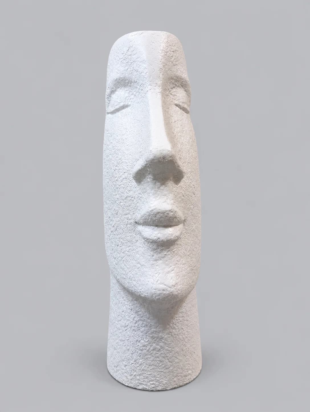 White Textured Closed Eye Face Sculpture Vase