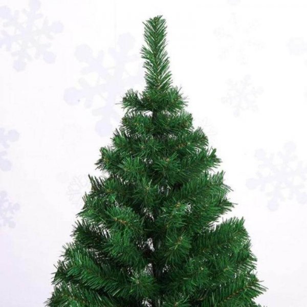 Top of a green artificial Christmas tree