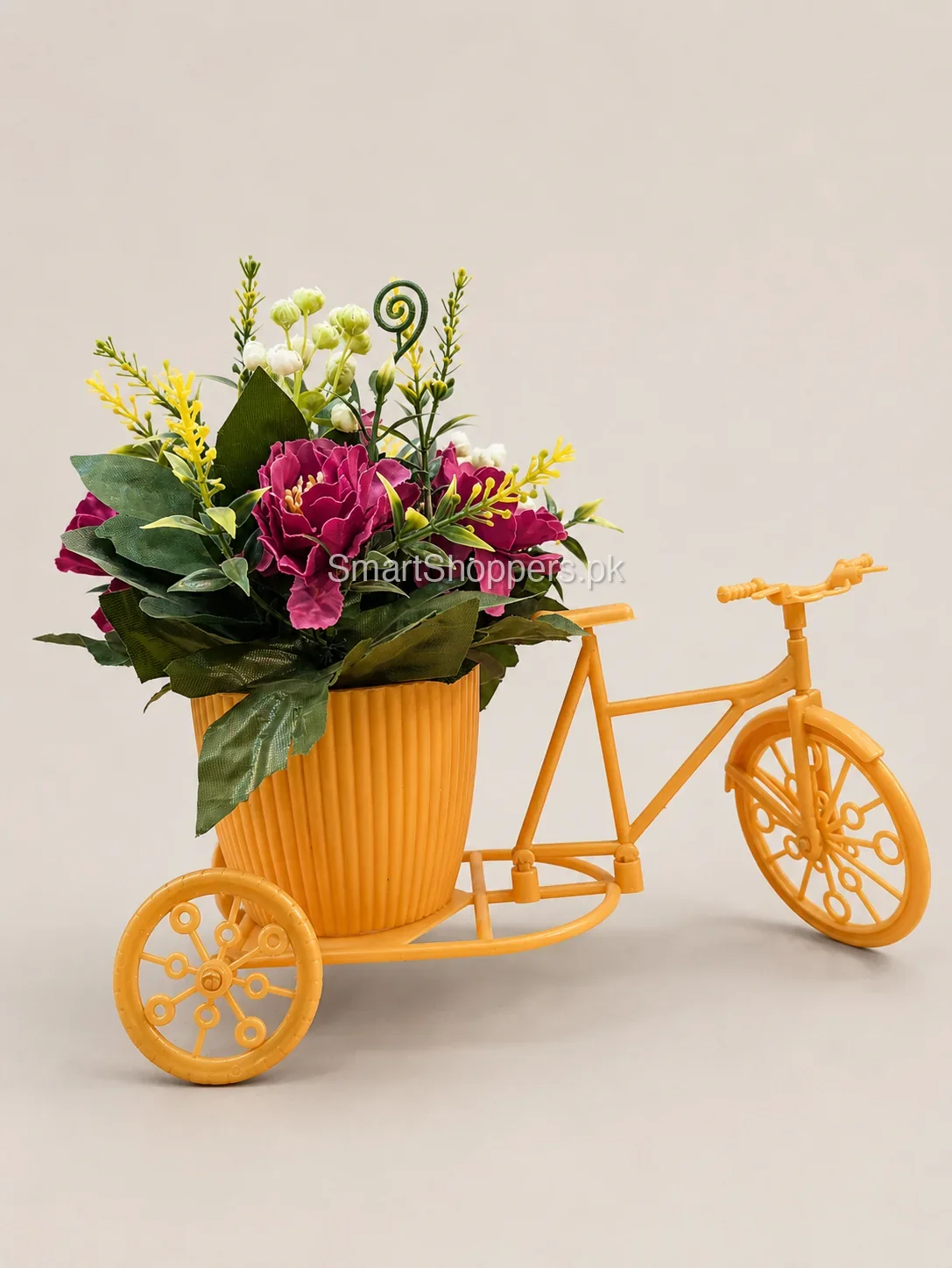 Artificial Purple Flower Bicycle Pot Table Decor 1 Artificial Purple Flower Bicycle Pot Table Decor