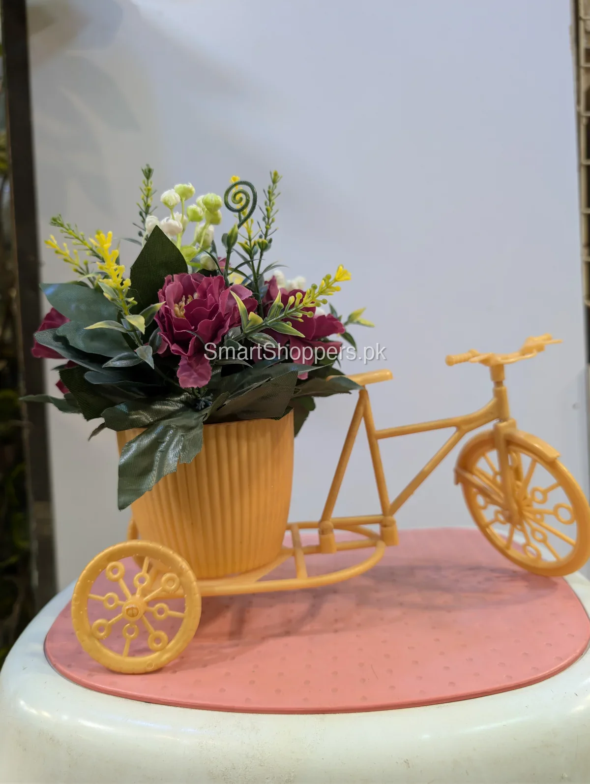 Artificial Purple Flower Bicycle Pot Table Decor 3 Artificial Purple Flower Bicycle Pot Table Decor - Image 3