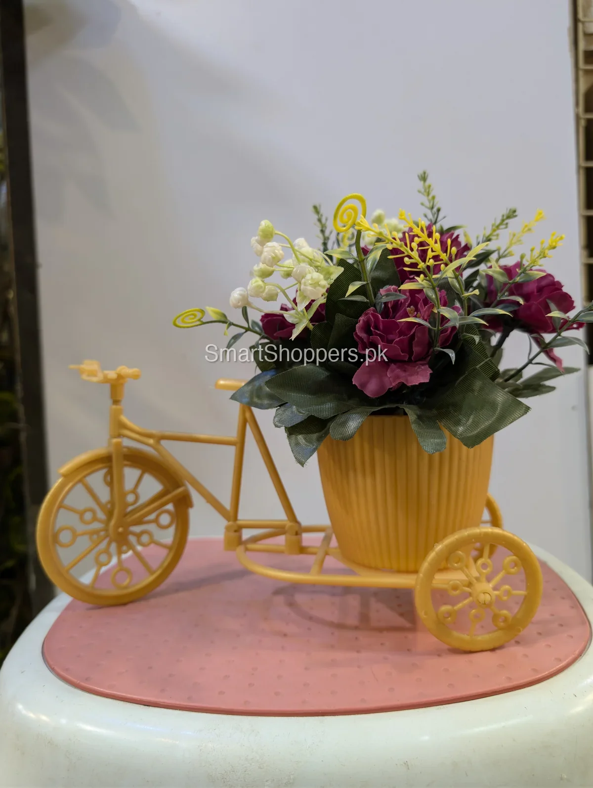 Artificial Purple Flower Bicycle Pot Table Decor 4 Artificial Purple Flower Bicycle Pot Table Decor - Image 4