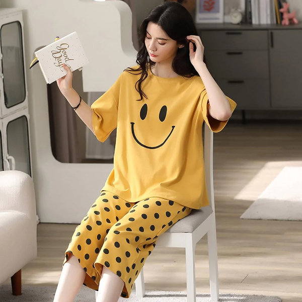 Yellow Pajama set Night Suit for Women